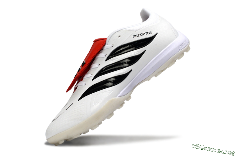 Men's Adidas Predator 26 Elite Fold-Over Tongue TF Football Shoes - White/Crimson Red/Black 5