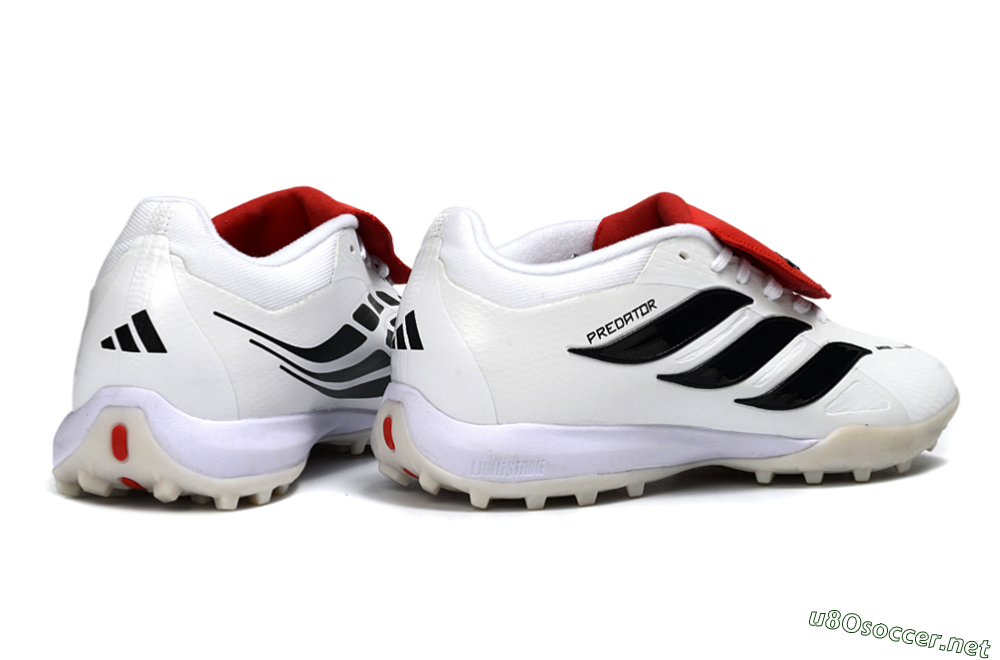 Men's Adidas Predator 26 Elite Fold-Over Tongue TF Football Shoes - White/Crimson Red/Black 6