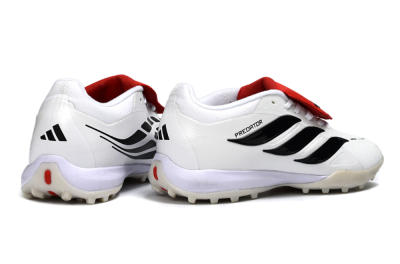 Men's Adidas Predator 26 Elite Fold-Over Tongue TF Football Shoes - White/Crimson Red/Black