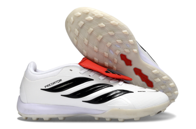 Men's Adidas Predator 26 Elite Fold-Over Tongue TF Football Shoes - White/Crimson Red/Black