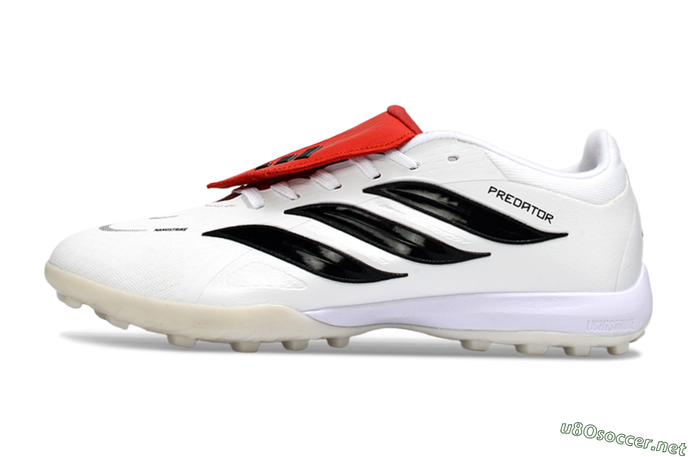 Men's Adidas Predator 26 Elite Fold-Over Tongue TF Football Shoes - White/Crimson Red/Black 0
