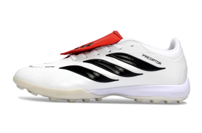 Men's Adidas Predator 26 Elite Fold-Over Tongue TF Football Shoes - White/Crimson Red/Black