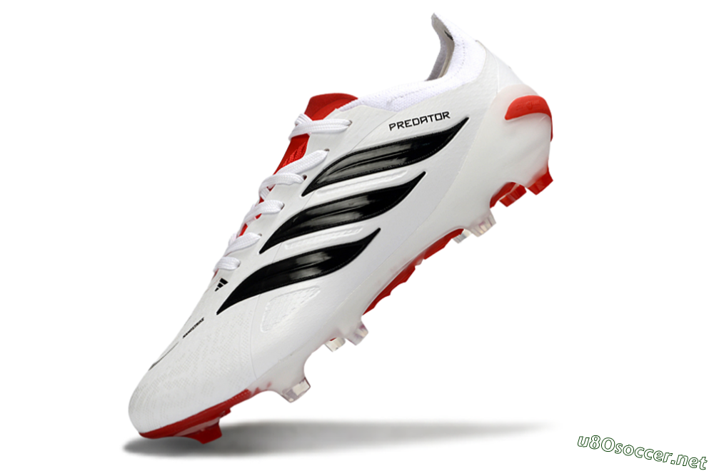 Men's Adidas Predator 26 Elite FG Football Boots - White/Crimson/Black 5