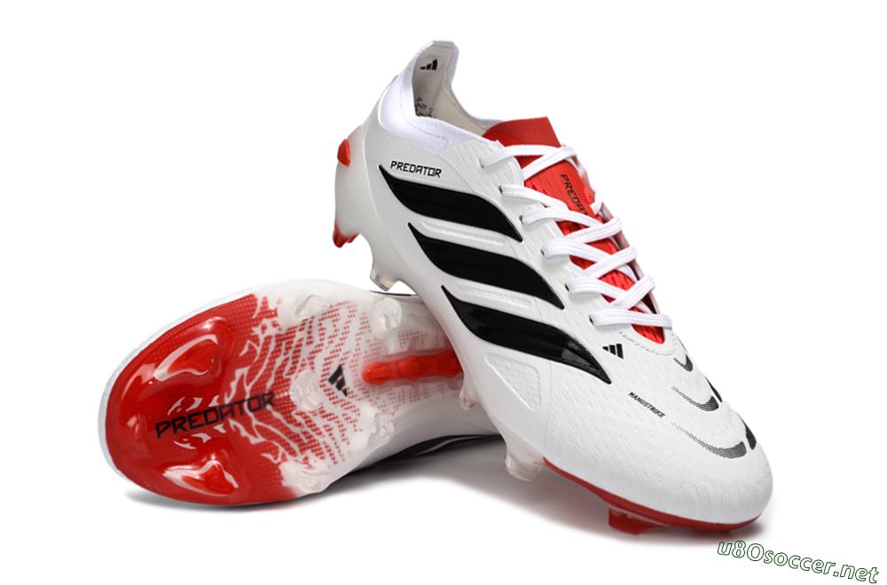 Men's Adidas Predator 26 Elite FG Football Boots - White/Crimson/Black 3