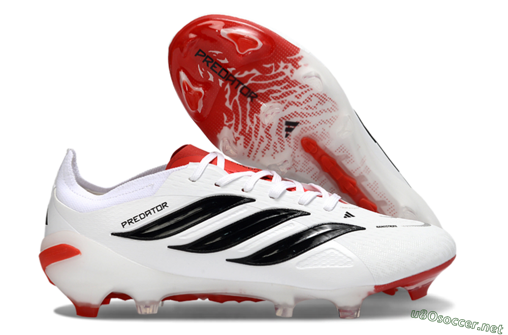 Men's Adidas Predator 26 Elite FG Football Boots - White/Crimson/Black 2