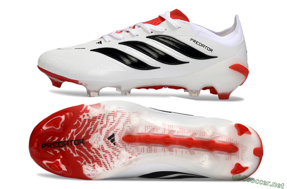 Men's Adidas Predator 26 Elite FG Football Boots - White/Crimson/Black 1
