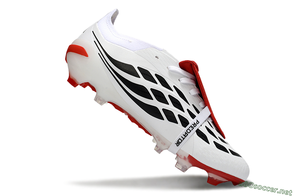 Men's Adidas Predator 26 Elite Fold-Over Tongue FG Football Boots - White/Red Accent/Black Details 4
