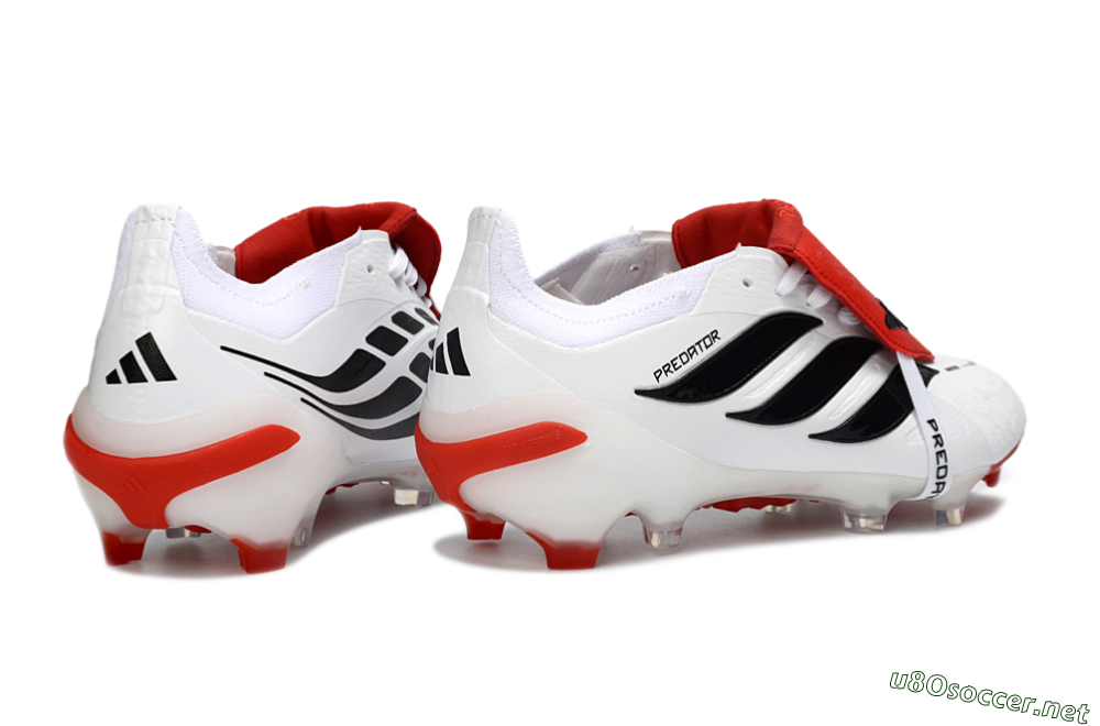 Men's Adidas Predator 26 Elite Fold-Over Tongue FG Football Boots - White/Red Accent/Black Details 6