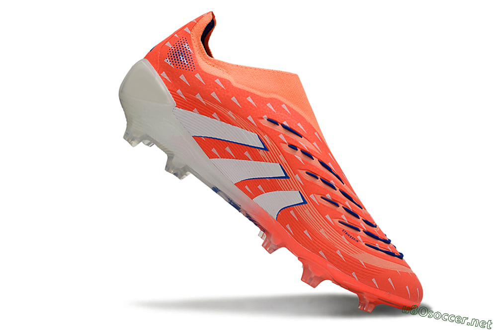 Men's Adidas Predator 25 Elite Laceless FG Football Boots - Coral/Bright Coral/White 4