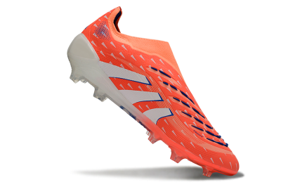 Men's Adidas Predator 25 Elite Laceless FG Football Boots - Coral/Bright Coral/White