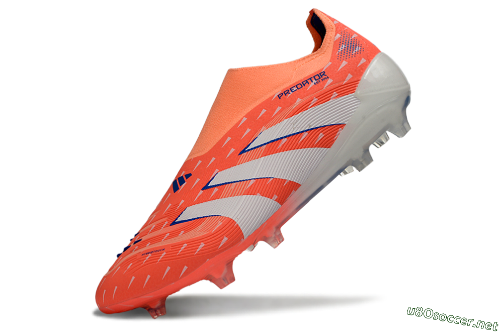 Men's Adidas Predator 25 Elite Laceless FG Football Boots - Coral/Bright Coral/White 5