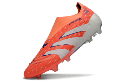 Men's Adidas Predator 25 Elite Laceless FG Football Boots - Coral/Bright Coral/White