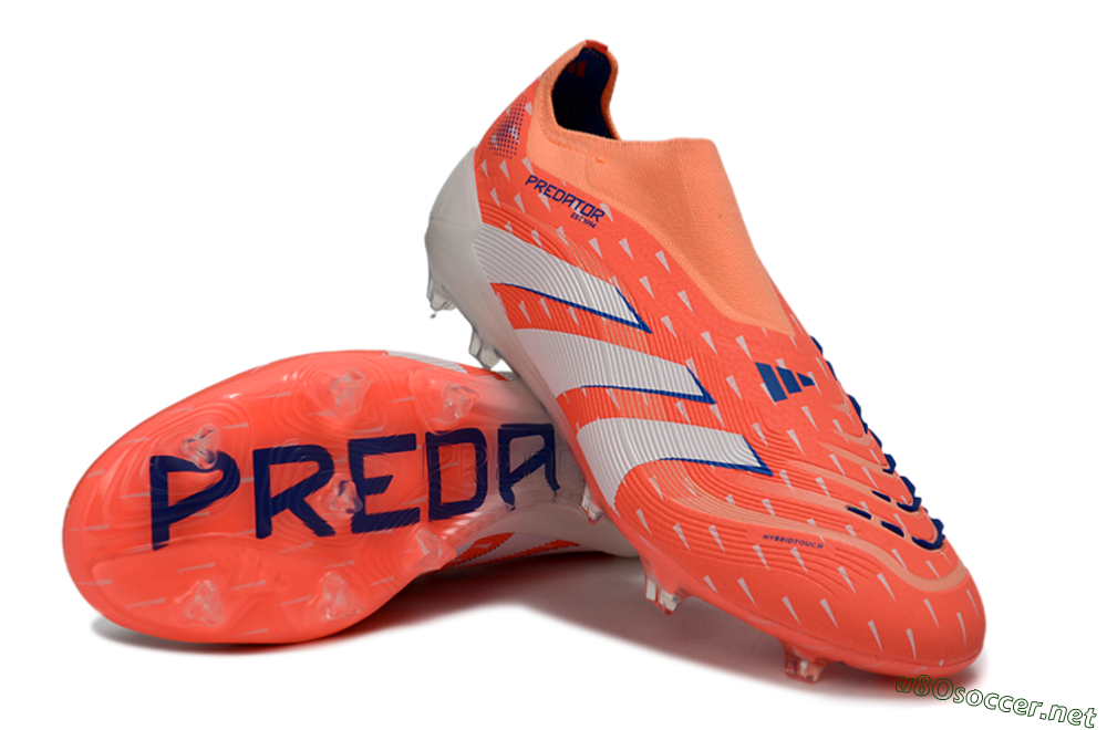 Men's Adidas Predator 25 Elite Laceless FG Football Boots - Coral/Bright Coral/White 3