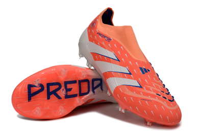 Men's Adidas Predator 25 Elite Laceless FG Football Boots - Coral/Bright Coral/White