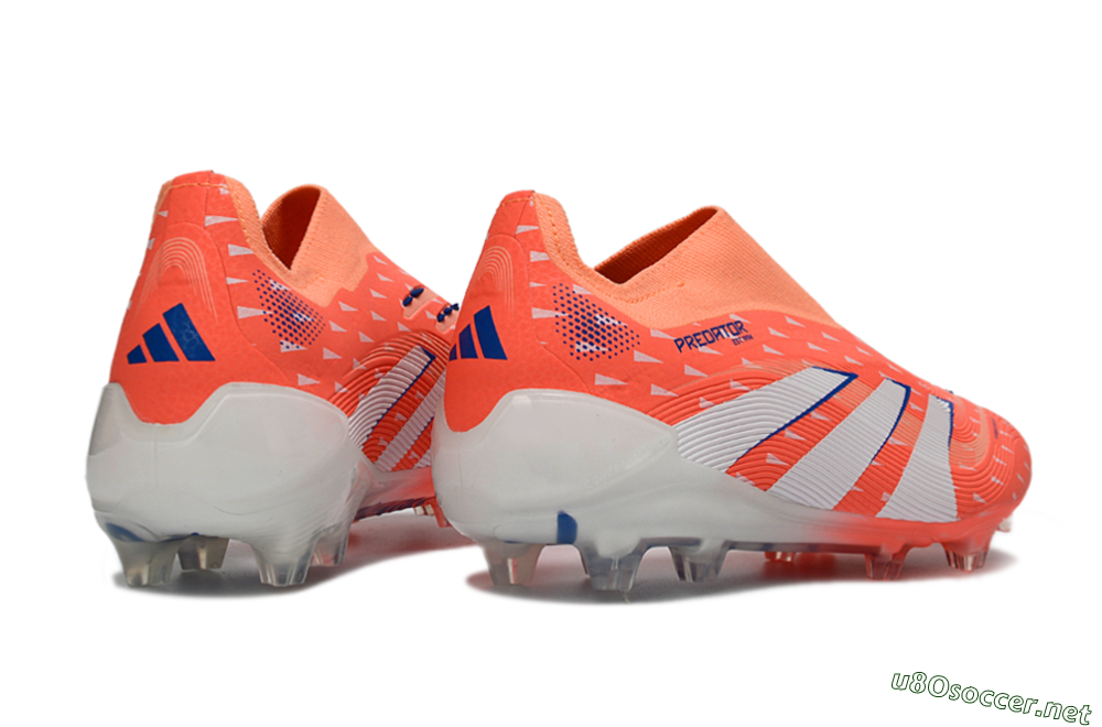 Men's Adidas Predator 25 Elite Laceless FG Football Boots - Coral/Bright Coral/White 6