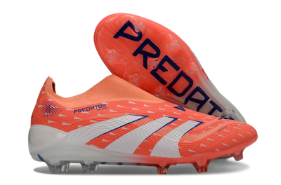 Men's Adidas Predator 25 Elite Laceless FG Football Boots - Coral/Bright Coral/White