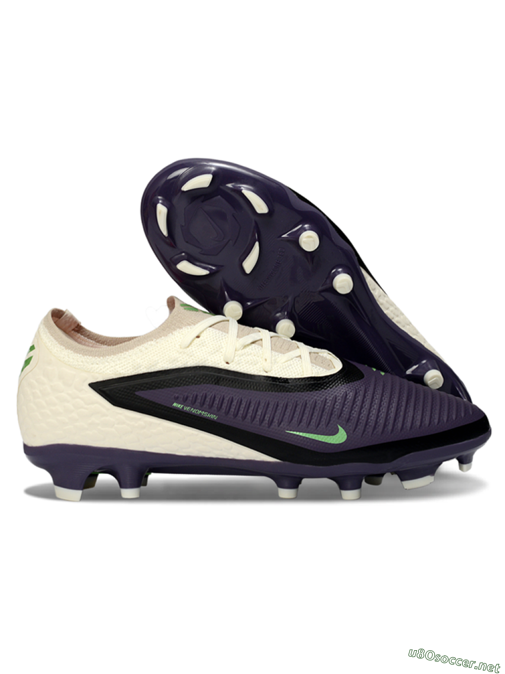Unisex Nike Phantom 6 Low Elite FG Football Boots - Purple/Pearl White/Lime Green 2