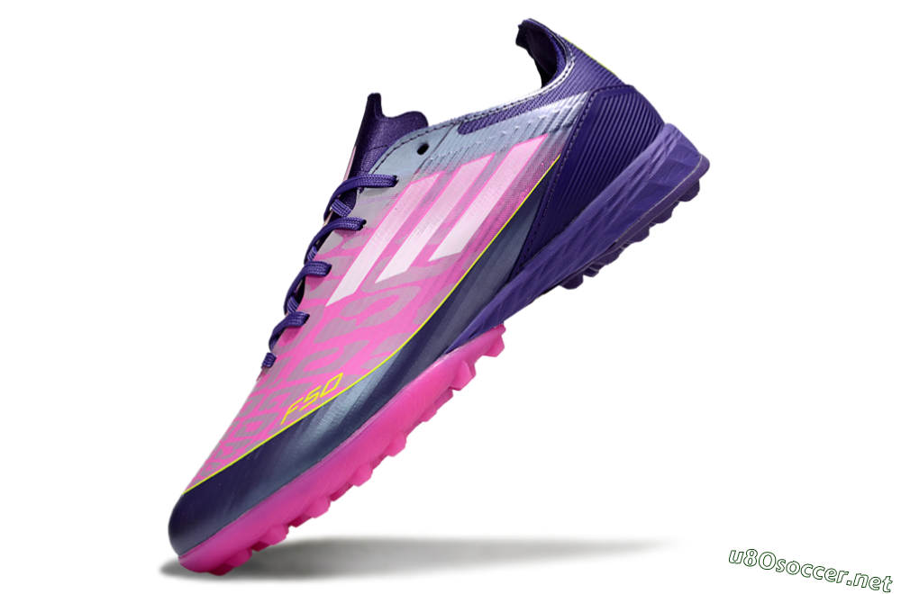 Unisex Adidas F50 Pro TF Football Shoes - Purple/Bright Pink/Neon Yellow 6