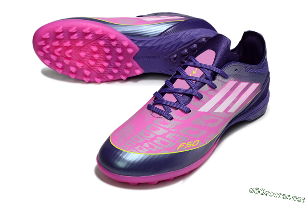Unisex Adidas F50 Pro TF Football Shoes - Purple/Bright Pink/Neon Yellow 3
