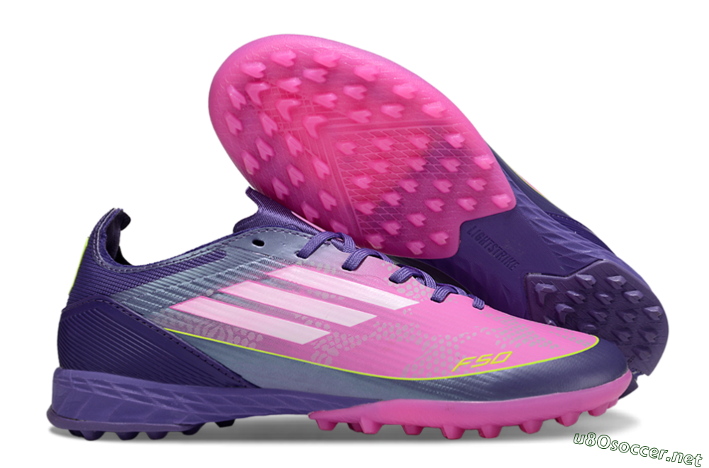 Unisex Adidas F50 Pro TF Football Shoes - Purple/Bright Pink/Neon Yellow 2