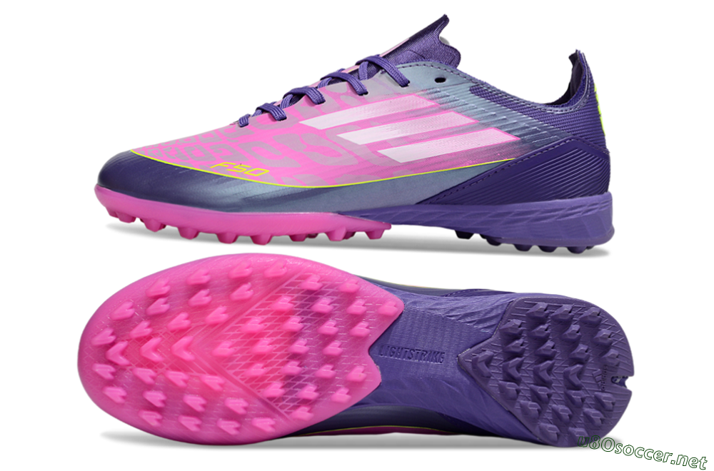 Unisex Adidas F50 Pro TF Football Shoes - Purple/Bright Pink/Neon Yellow 1