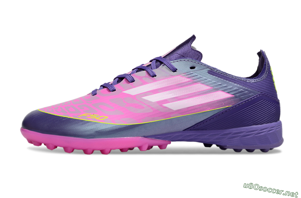 Unisex Adidas F50 Pro TF Football Shoes - Purple/Bright Pink/Neon Yellow 0