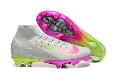 Unisex Nike Air Zoom Mercurial Superfly 10 Elite FG Football Boots - Gray/Neon Pink/Neon Green