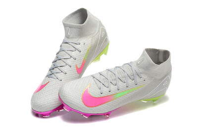 Unisex Nike Air Zoom Mercurial Superfly 10 Elite FG Football Boots - Gray/Neon Pink/Neon Green