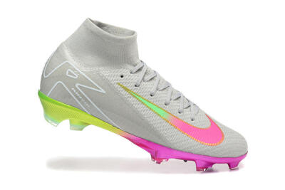 Unisex Nike Air Zoom Mercurial Superfly 10 Elite FG Football Boots - Gray/Neon Pink/Neon Green