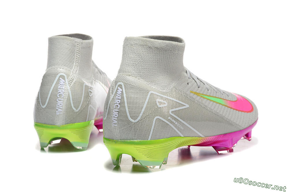Unisex Nike Air Zoom Mercurial Superfly 10 Elite FG Football Boots - Gray/Neon Pink/Neon Green 5