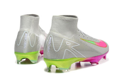 Unisex Nike Air Zoom Mercurial Superfly 10 Elite FG Football Boots - Gray/Neon Pink/Neon Green
