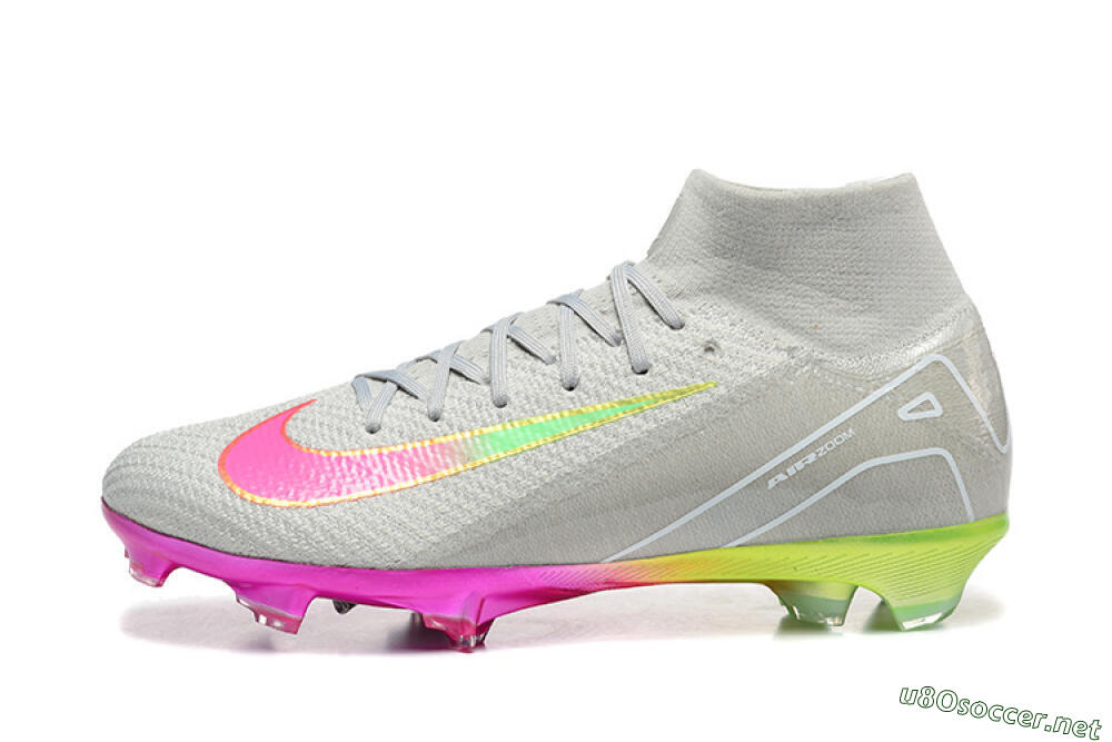 Unisex Nike Air Zoom Mercurial Superfly 10 Elite FG Football Boots - Gray/Neon Pink/Neon Green 0