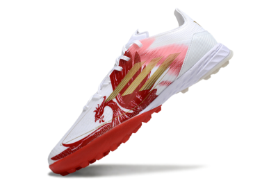 Men's Adidas F50 Pro TF Football Shoes - White/Scarlet Red/Gold