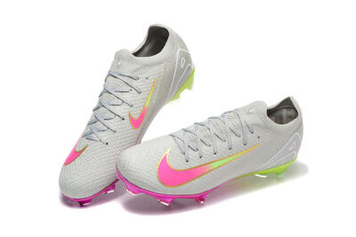 Unisex Nike Air Zoom Mercurial Vapor 16 Elite FG Football Boots - Gray/Neon Pink/Neon Green