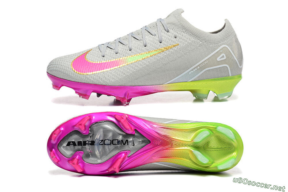 Unisex Nike Air Zoom Mercurial Vapor 16 Elite FG Football Boots - Gray/Neon Pink/Neon Green 1