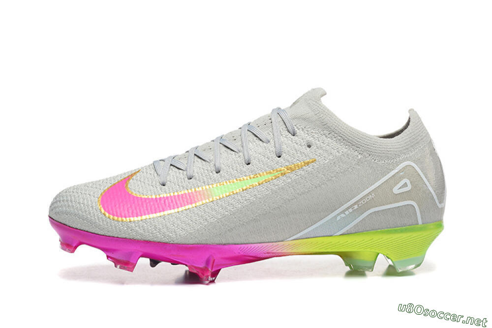 Unisex Nike Air Zoom Mercurial Vapor 16 Elite FG Football Boots - Gray/Neon Pink/Neon Green 0