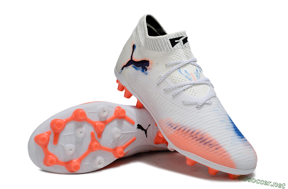 Men's Puma Future 8 Ultimate MG Football Boots - White/Coral Blaze/Black 3