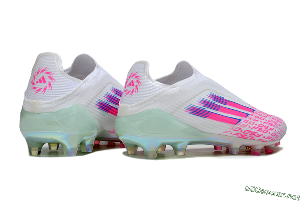 Unisex Adidas F50 Elite Laceless FG Football Boots - White/Pink Glow / Iridescent Finish 7
