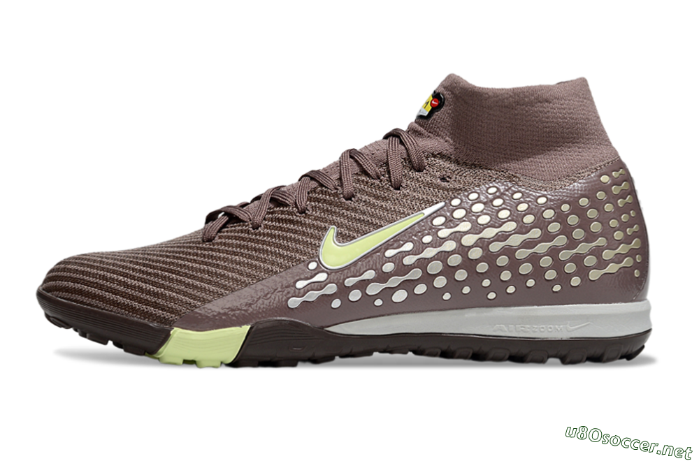 Unisex Nike Air Zoom Mercurial Superfly 10 Elite TF Football Shoes - Brown/Lime Green/Charcoal Grey 0