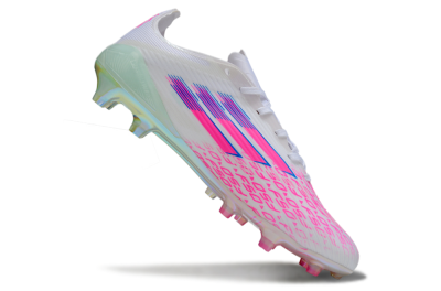 Unisex Adidas F50 Elite FG Football Boots - White/Neon Pink/Iridescent Blue