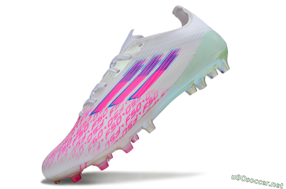 Unisex Adidas F50 Elite FG Football Boots - White/Neon Pink/Iridescent Blue 5