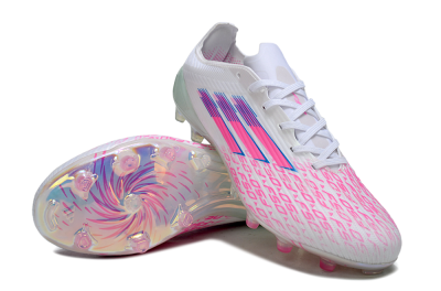 Unisex Adidas F50 Elite FG Football Boots - White/Neon Pink/Iridescent Blue