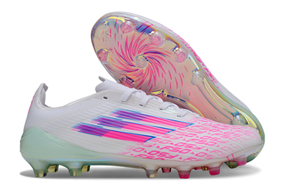 Unisex Adidas F50 Elite FG Football Boots - White/Neon Pink/Iridescent Blue