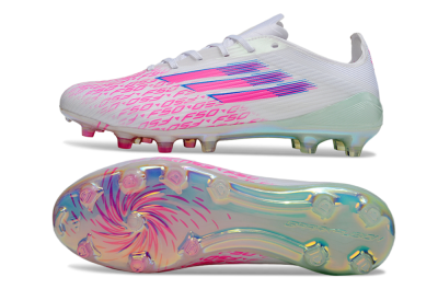 Unisex Adidas F50 Elite FG Football Boots - White/Neon Pink/Iridescent Blue