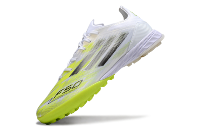 Men's Adidas F50 Pro TF Football Shoes - White/Electric Yellow/Phantom Grey