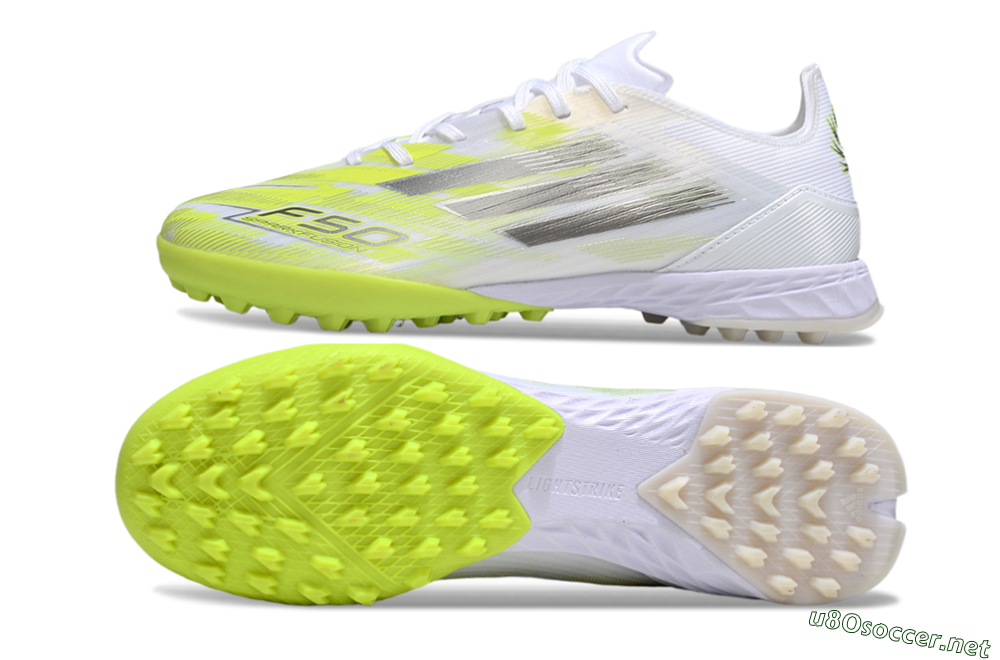 Men's Adidas F50 Pro TF Football Shoes - White/Electric Yellow/Phantom Grey 1