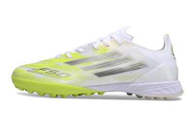 Men's Adidas F50 Pro TF Football Shoes - White/Electric Yellow/Phantom Grey