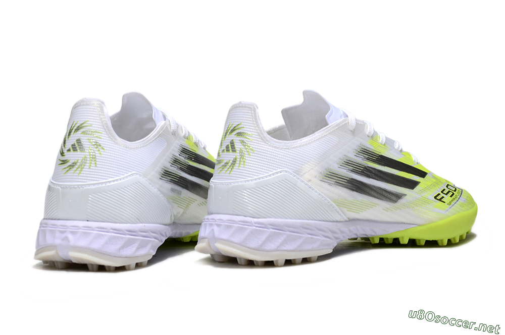 Men's Adidas F50 Pro TF Football Shoes - White/Electric Yellow/Phantom Grey 6