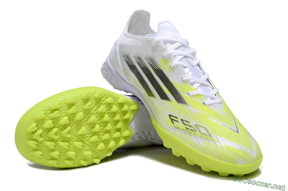 Men's Adidas F50 Pro TF Football Shoes - White/Electric Yellow/Phantom Grey 3
