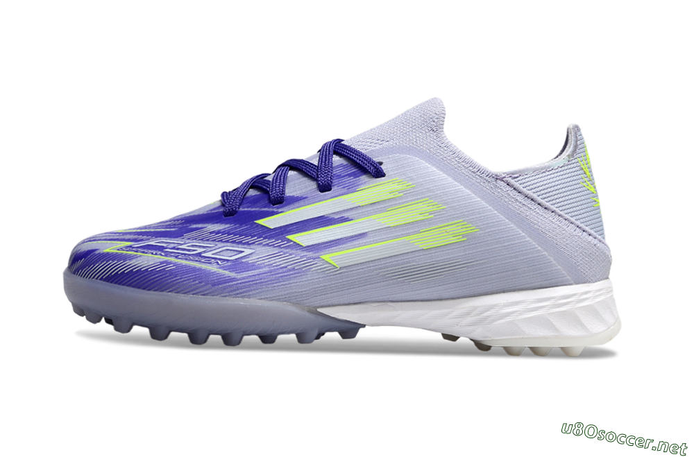 Kids Adidas F50 Elite TF Football Shoes - Purple/Electric Green/Soft Gray 2